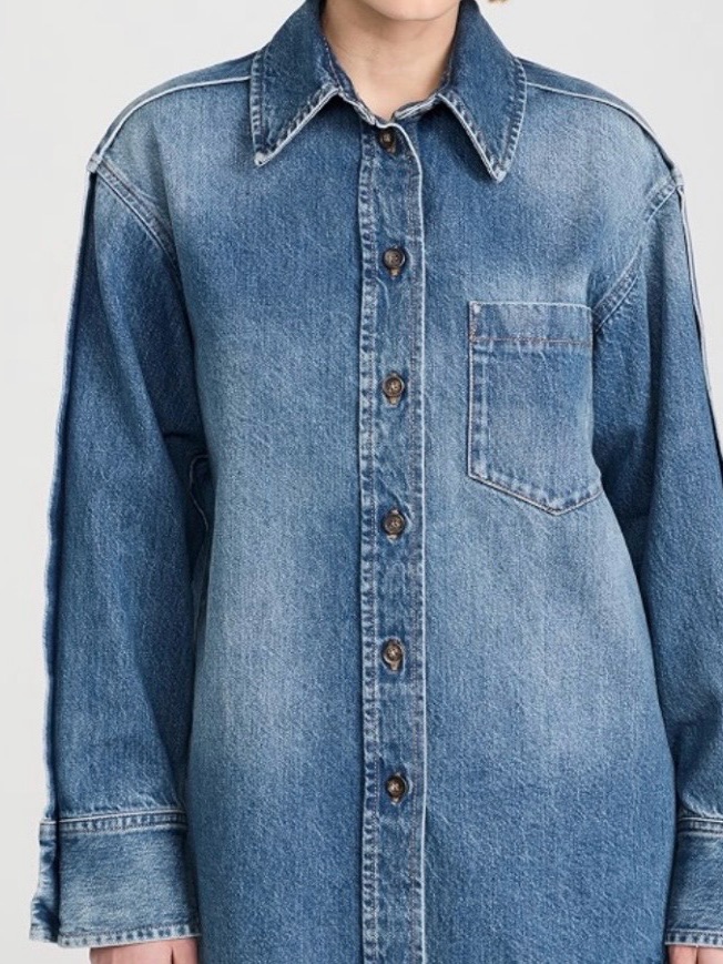 Victoria Beckham Oversized Pleat Denim Shirt- Like New Size 10